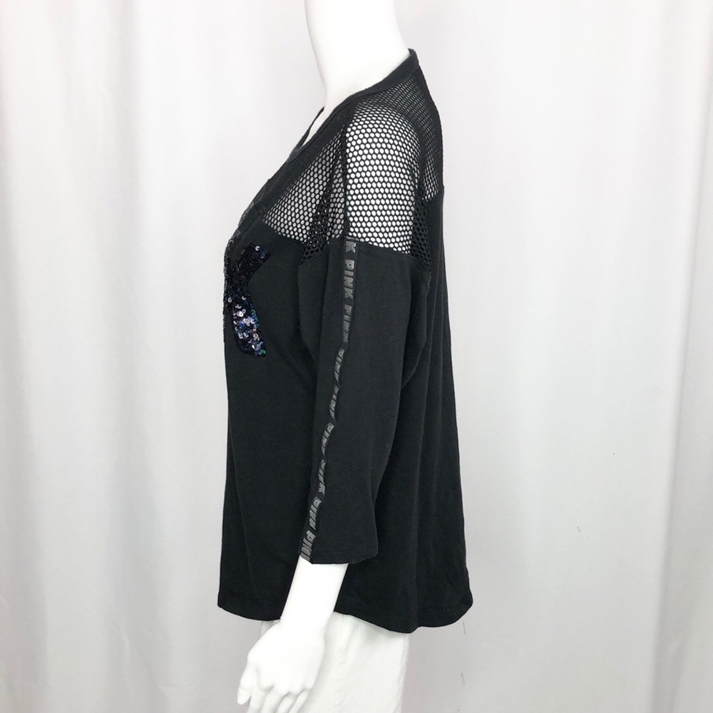 ❌SOLD❌VS PINK mesh black sequin top S - Picture 3 of 6